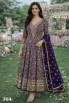 Purple Colour Fiza By Mrudangi Gerogette Embroidery Gown With Dupatta 
